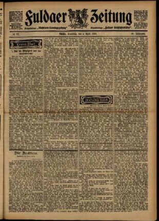 Erste Ausgabe vom Samstag, den 04. April 1903.