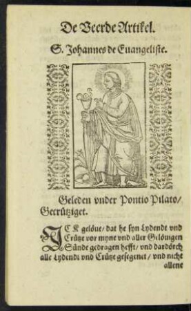 De Veerde Artikel. S. Johannes de Evangeliste.