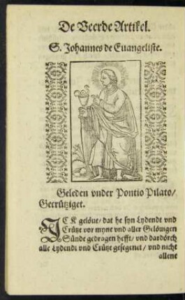 De Veerde Artikel. S. Johannes de Evangeliste.