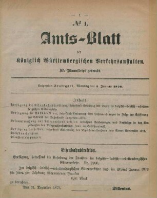 3. Januar-31. März = No. 1-36
