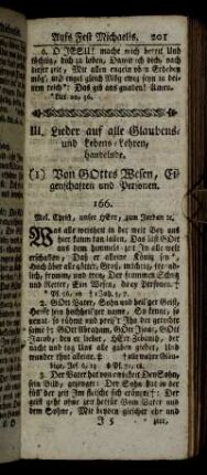 (1) Von Gottes Wesen, Eigenschaften und Personen.