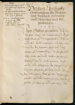 "Von Gottes gnaden Wir Christoff Herzog [...]"