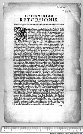 Instrumentum Retorsionis : [betr. den Buchdruckergesellen Johann Georg Baur in München]