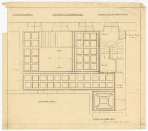 Schloss Erxleben Umbau I: Grundriss der oberen Halle mit Einzeichnung der Decke 1:20