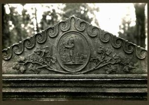 Friedhof, Grabmal Aug. v. Gienanth, 1829. Giebelfeld mit dem 1. Gienanth`schen Wappen. Detail zu 244
