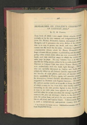 Researches on Ptolemy's Geography of Eastern Asia.