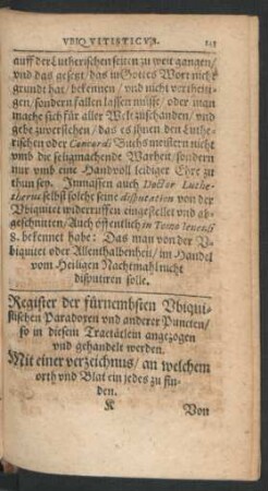 Register der fürnembsten Ubiquistischen Paradoxen und anderer Puncten