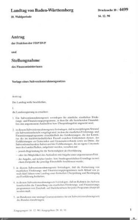 Antrag der FDP: Subventionsrahmengesetz