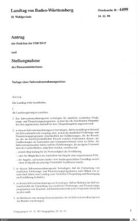 Antrag der FDP: Subventionsrahmengesetz