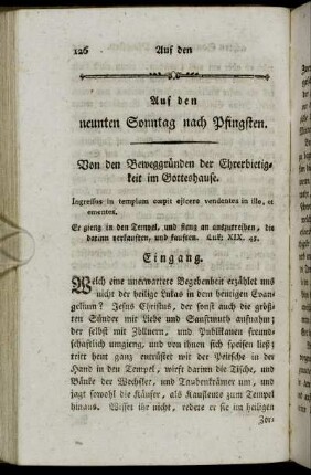 Auf den neunten Sonntag nach Pfingsten.