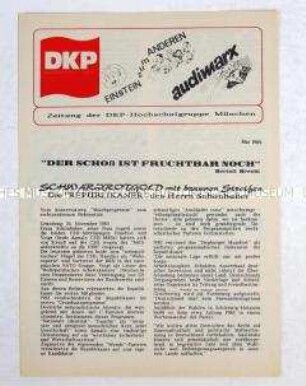 Zeitung der DKP-Hochschulgruppe München u.a. über rechtsradikale Parteien (Republikaner, DVU, FAP) und zur Europawahl
