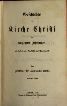 Geschichte der Kirche Christi im neunzehnten Jahrhundert, mit besonderer Rücksicht auf Deutschland, 3