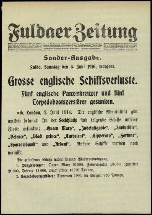 Erste Ausgabe vom Samstag, den 03. Juni 1916.