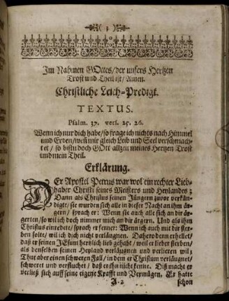 Textus; Erklärung; Erster Theil; Ander Theil.