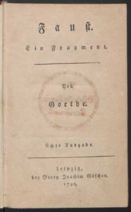 Faust : Ein Fragment