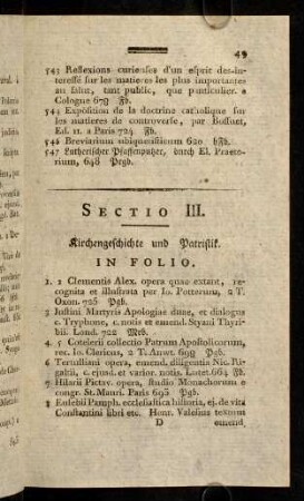 49-61, Sectio III.