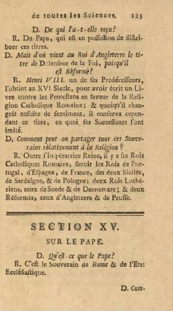 Section XV. Sur Le Pape