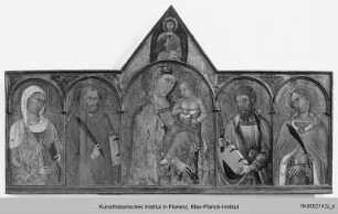 Polyptychon mit Maria und Kind und vier Heiligen