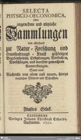 Fünftes Stück. 1751