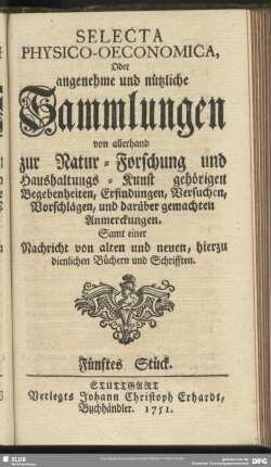Fünftes Stück. 1751