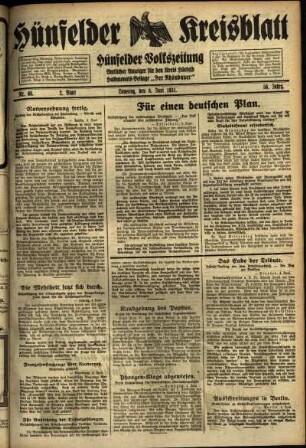 Zweite Ausgabe vom Samstag, den 06. Juni 1931.