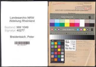 Entnazifizierung Peter Breidenbach , geb. 16.05.1878 (Metzger)