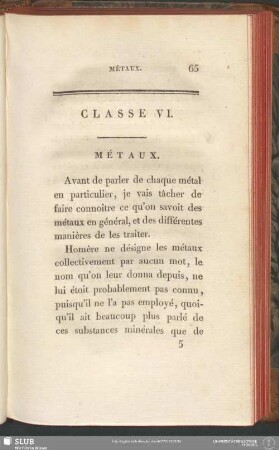Classe VI. Métaux