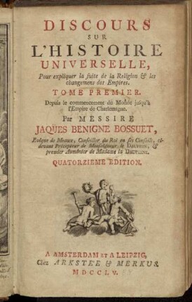 1: Depuis le commencement du Monde jusqu'à l'Empire de Charlemagne