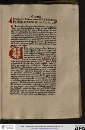 Incipiunt sermones de festis sanctorum.