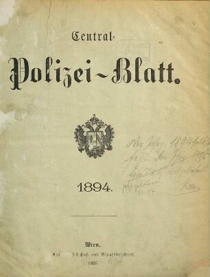 Zentralpolizeiblatt. 1894 (1895)