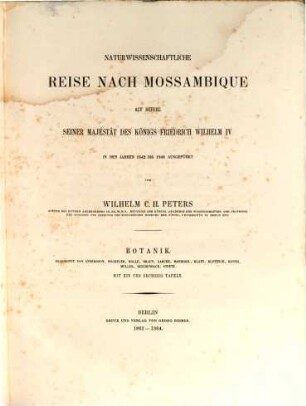 Naturwissenschaftliche Reise nach Mossambique : auf Befehl seiner Majestät des Königs Friedrich Wilhelm IV in den Jahren 1842 bis 1848 ausgeführt. B,II