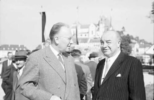 Breisach: zweites Bürgermeistertreffen; Oberbürgermeister Rey, von Colmar; Bürgermeister Bueb, Breisach