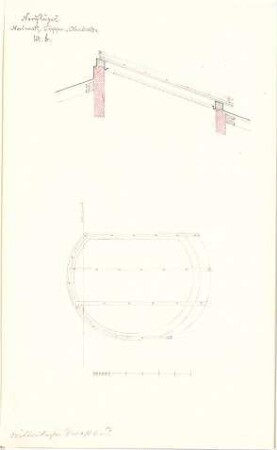 Gärtner, Friedrich von; München; Wittelsbacherpalast - Treppen im Nordflügel - Oberlicht (Schnitte)