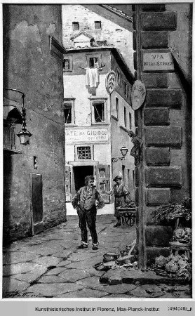 Ansicht der Via Vecchietti mit Palazzo Vecchietti