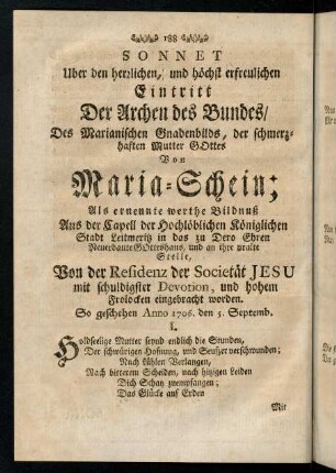 188-201, Sonnet ueber den herrlichen, und hoechst ...