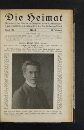 August 1920. Nr. 8. 30. Jahrgang.