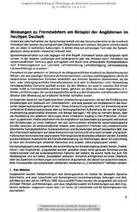 Meinungen zu Fremdwörtern am Beispiel der Anglizismen im heutigen Deutsch