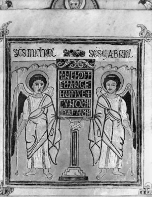 Irisch-angelsächsisches Evangeliar: Die Erzengel Michael und Gabriel