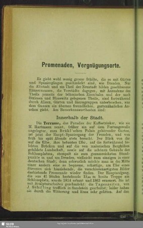 Promenaden, Vergnügungsorte