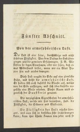 Fünfter Abschnitt. Von der atmosphärischen Luft.