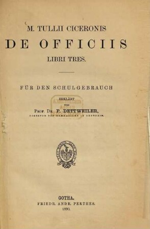 M. Tullii Ciceronis De officiis libri tres