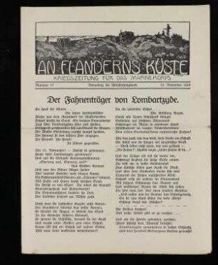 An Flanderns Küste, Kriegszeitung für das Marinekorps, Nummer 17, 15. November 1916 - Der Fahnenträger von Lombartzyde