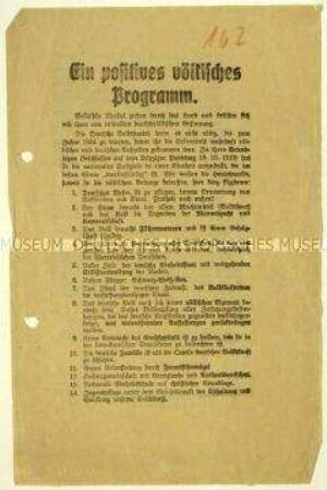 Flugblatt der Deutschen Volkspartei gegen die völkischen Strömungen