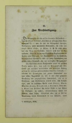 II. Zur Verständigung