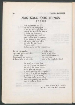 Más solo que nunca : Tango
