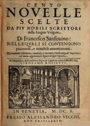 Cento novelle scelte da piu nobili scrittori della lingua volgare