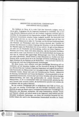 Reinhard Slenczka - Bekenntnis als Deutung, Gemeinschaft und Grenze des Glaubens