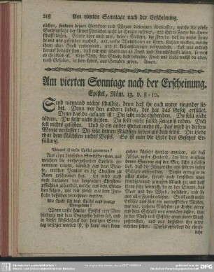 Am vierten Sonntage nach der Erscheinung. Epistel, Röm. 13. v. 8-10