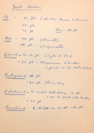 16b, Überblick – Große Epochen