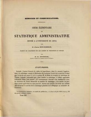 Bulletin de la Commission Centrale de Statistique. 12. 1872
